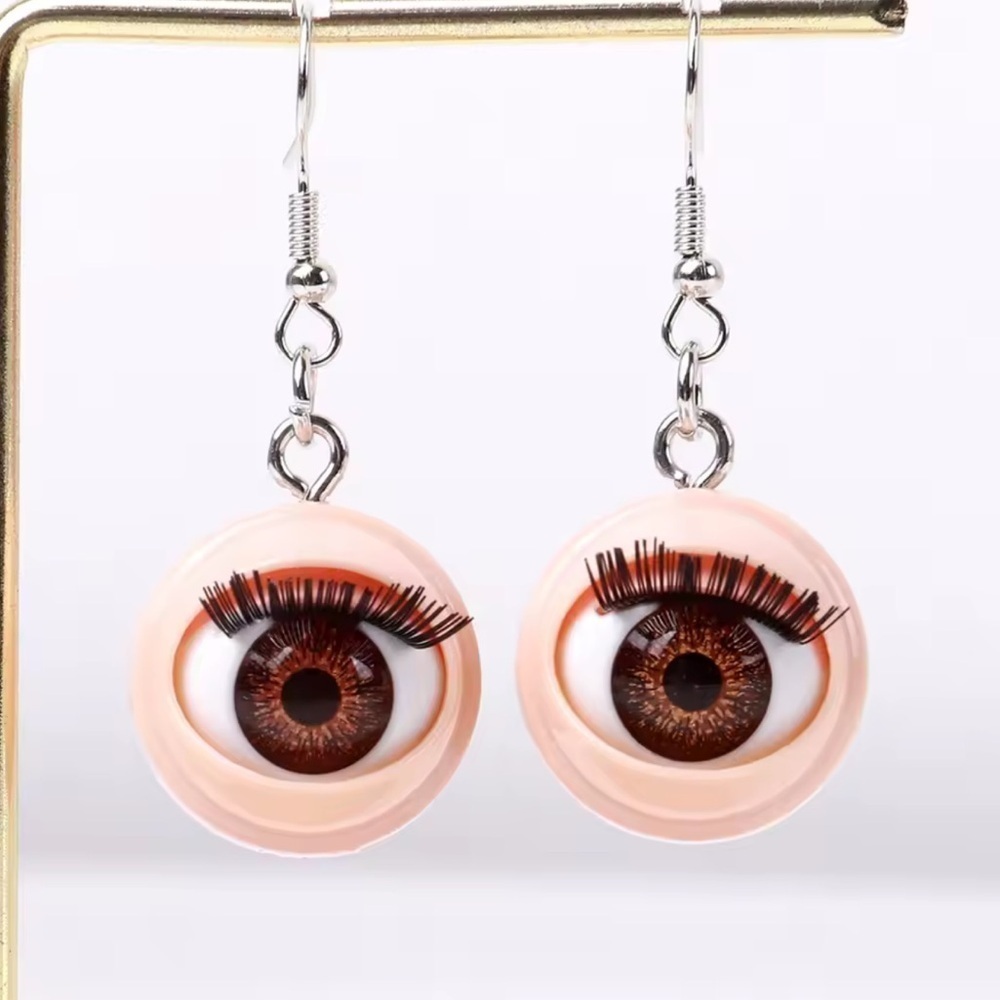 Creepy Cute Baby Doll Eyeball Eyes Eyelash Earrings - Picture 4 of 6